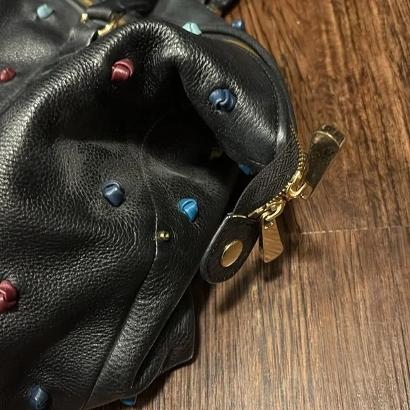 Tehra B polka dot Black Leather Handbag - Picture 3 of 9